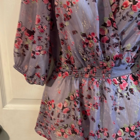Express Floral Wrap Blouse - Purple and Pink - Picture 3 of 7
